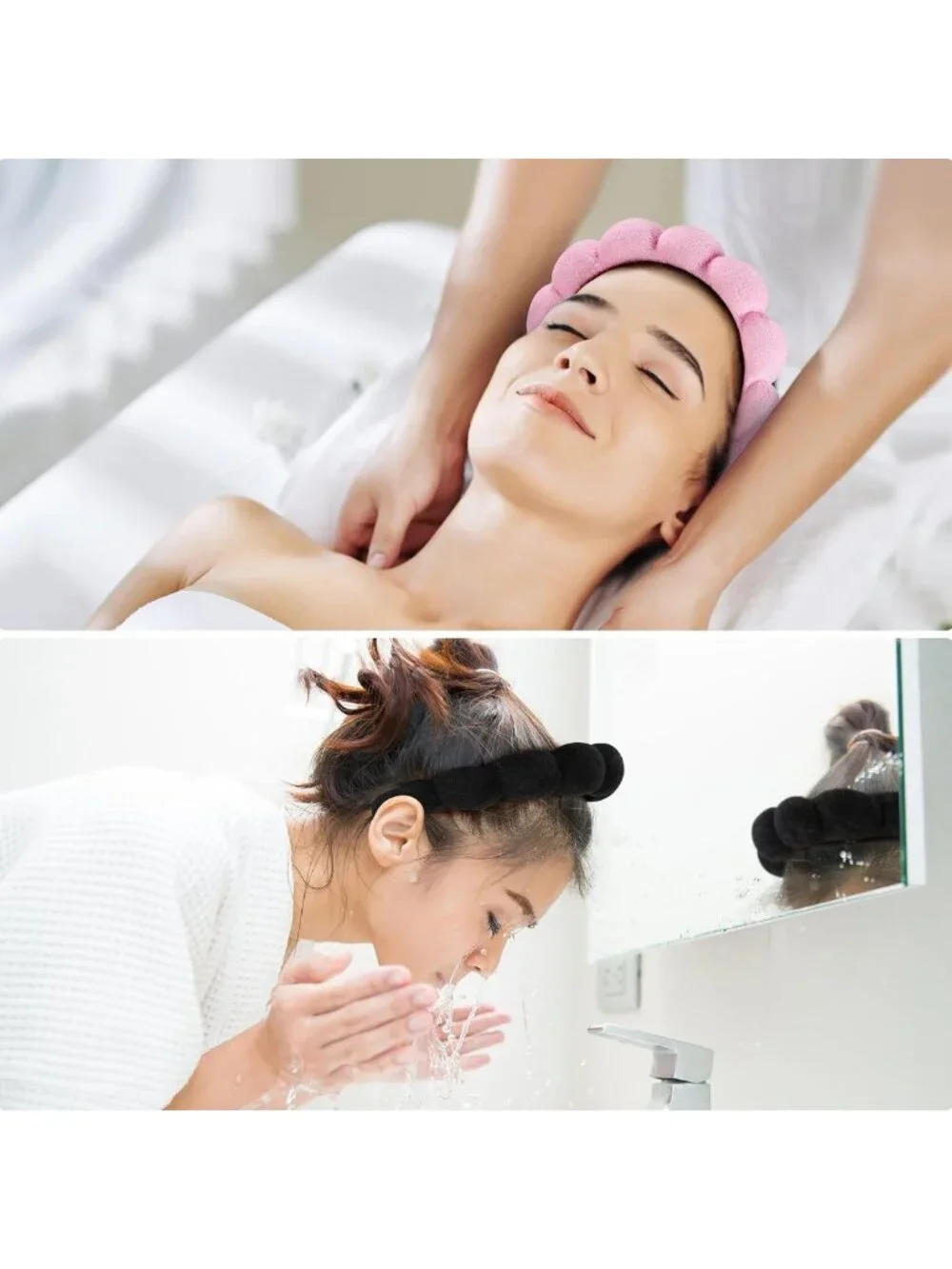 Set of 2 Spa Headbands for Face Washing & Skincare - Terry Cloth Makeup Wash
